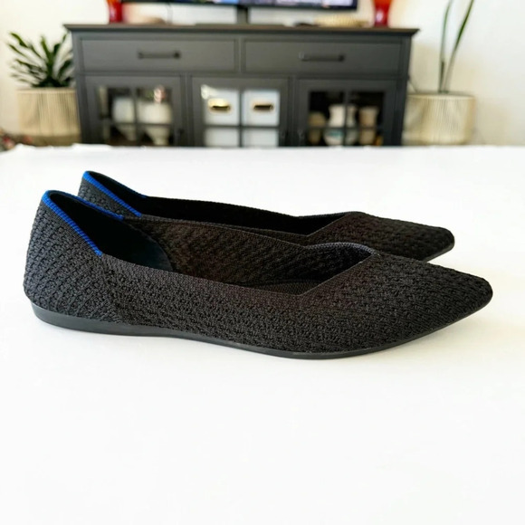 Rothy’s The Point Black Pointed Toe Loafers Women’s Size 7 Fly Knit Luxury Comfy - Picture 2 of 15